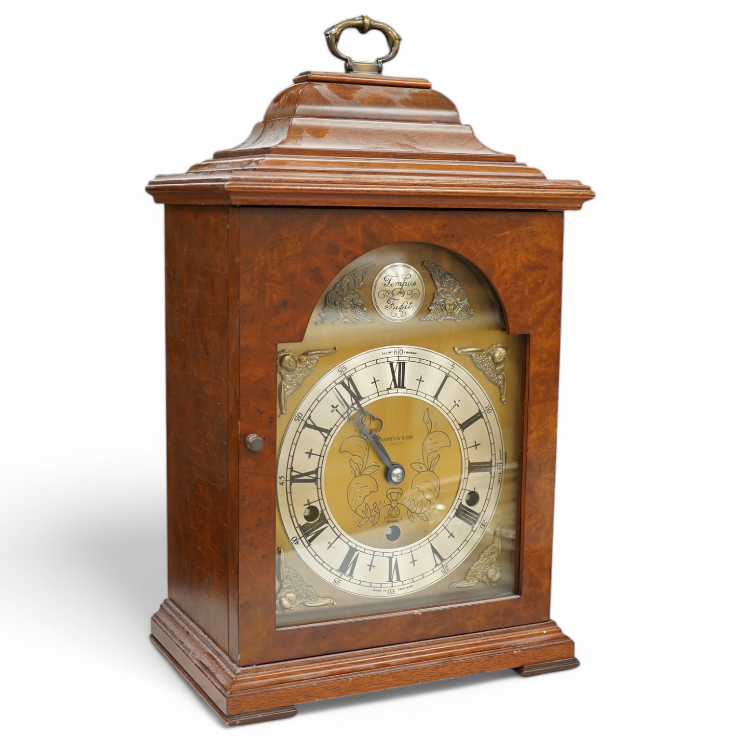 A George III style mahogany eight day chiming bracket clock, 40cm high. Condition - fair, unchecked if working